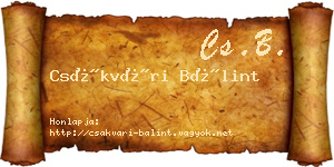 Csákvári Bálint névjegykártya